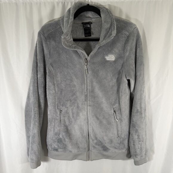 North Face Fleece Plush Fleece Jacket Women's Small Solid Grey Full Zip Pockets - Picture 1 of 11